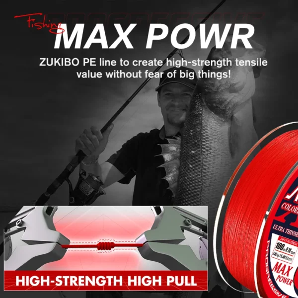 ZUKIBO Colorfast 4 8 Strands Braided Fishing Line Japan Super Smooth Red Multifilament Fishing Line High Quality for Seawater - Image 6