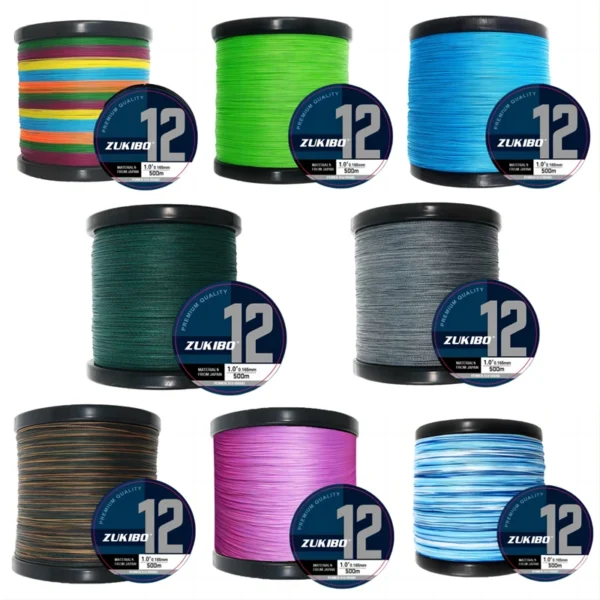 ZUKIBO 500/300/100m 12 Strands PE Braid Fishing Line Multifilament Fishing Wire Carp Fishing Line Tool Saltwater Fishing Line - Image 3